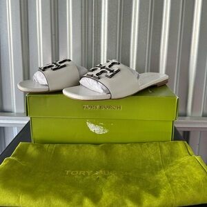 Tory Burch Flat slide goat leather - Gardenia in Size 6